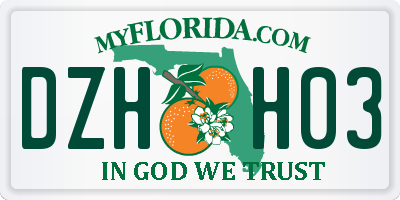 FL license plate DZHH03
