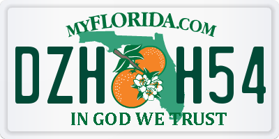 FL license plate DZHH54