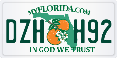 FL license plate DZHH92