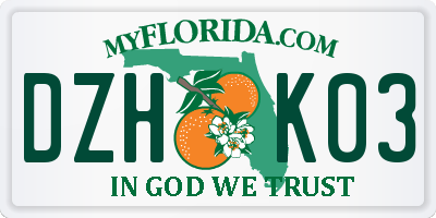 FL license plate DZHK03