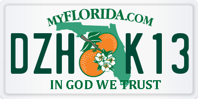 FL license plate DZHK13