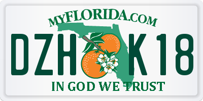 FL license plate DZHK18