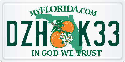 FL license plate DZHK33