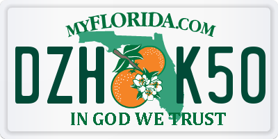 FL license plate DZHK50