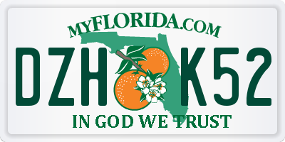 FL license plate DZHK52