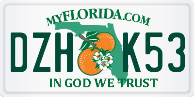 FL license plate DZHK53