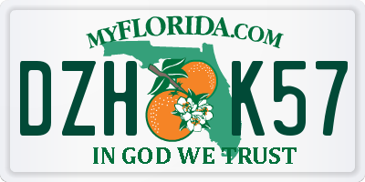 FL license plate DZHK57