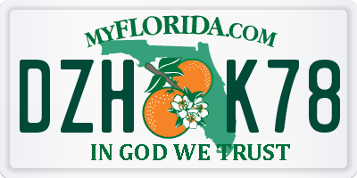 FL license plate DZHK78