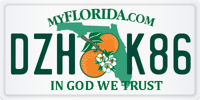 FL license plate DZHK86