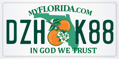 FL license plate DZHK88