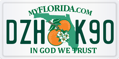 FL license plate DZHK90