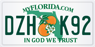 FL license plate DZHK92