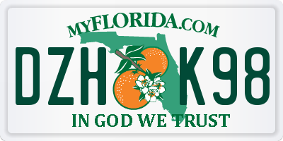 FL license plate DZHK98
