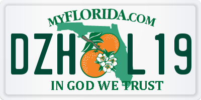FL license plate DZHL19