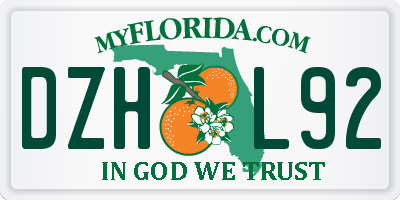 FL license plate DZHL92
