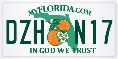 FL license plate DZHN17