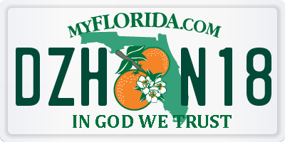FL license plate DZHN18
