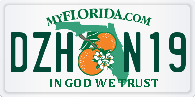 FL license plate DZHN19