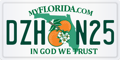 FL license plate DZHN25