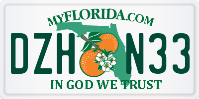 FL license plate DZHN33