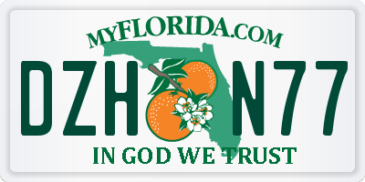 FL license plate DZHN77