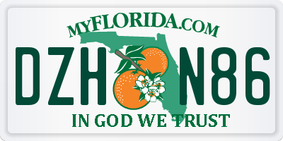 FL license plate DZHN86