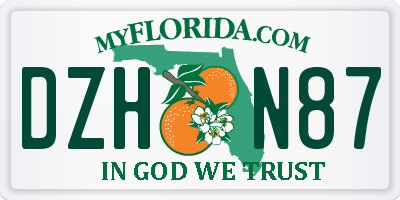 FL license plate DZHN87