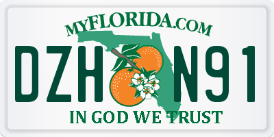 FL license plate DZHN91