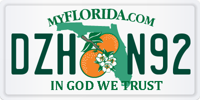 FL license plate DZHN92