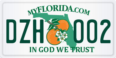 FL license plate DZHO02