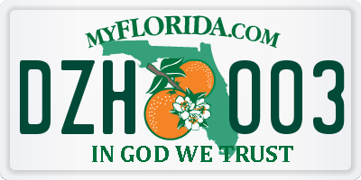 FL license plate DZHO03