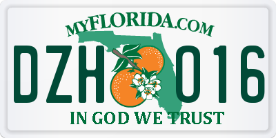 FL license plate DZHO16