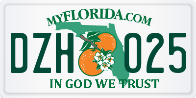 FL license plate DZHO25