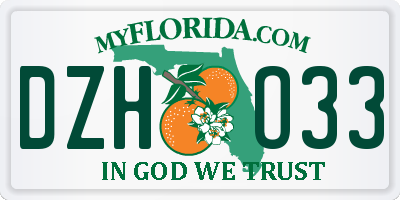 FL license plate DZHO33
