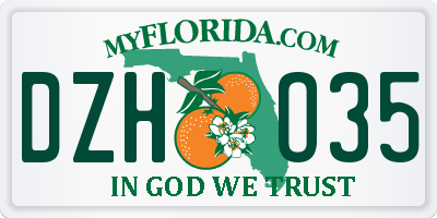 FL license plate DZHO35