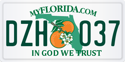 FL license plate DZHO37