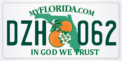 FL license plate DZHO62
