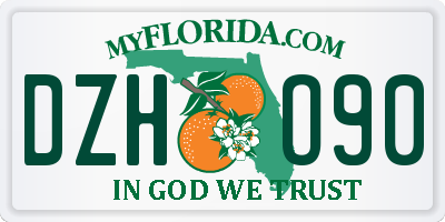 FL license plate DZHO90