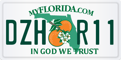 FL license plate DZHR11
