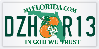 FL license plate DZHR13