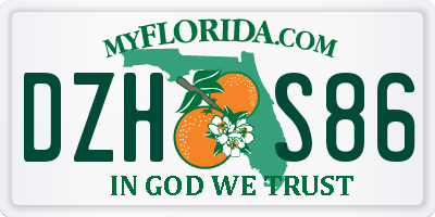 FL license plate DZHS86