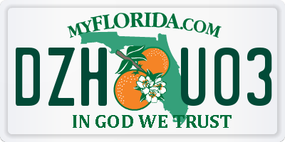 FL license plate DZHU03