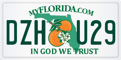 FL license plate DZHU29