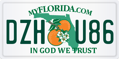 FL license plate DZHU86