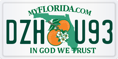 FL license plate DZHU93