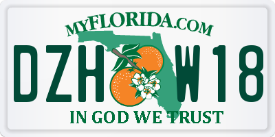 FL license plate DZHW18