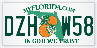 FL license plate DZHW58