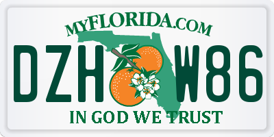 FL license plate DZHW86
