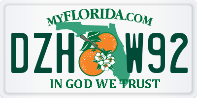 FL license plate DZHW92