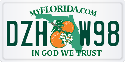 FL license plate DZHW98